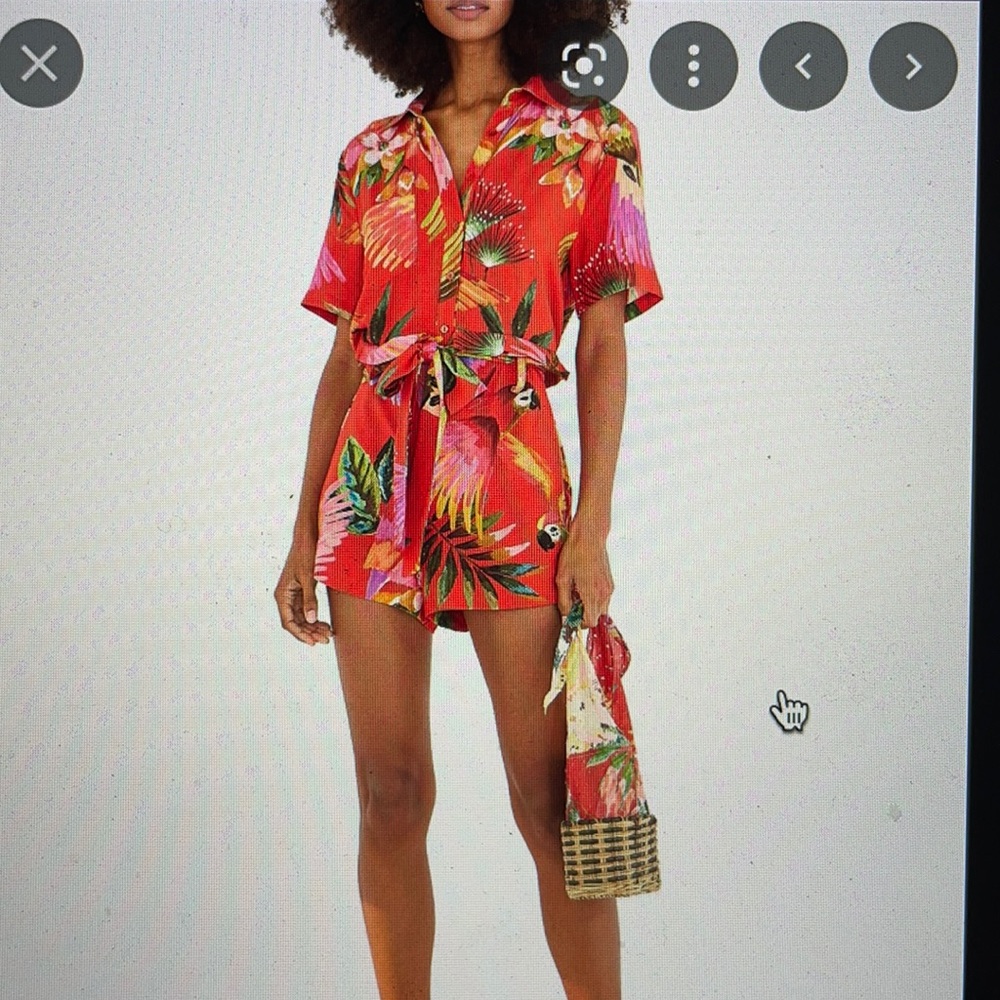 Farm Rio romper Macaw print